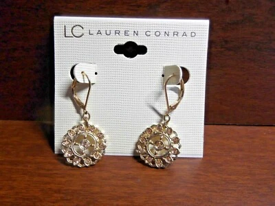 Pendientes colgantes LC Lauren Conrad tono dorado melocotón estrás NUEVO Foto 1 de 2