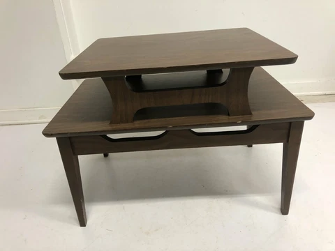 Vintage Two Tier Accent Table mid century modern side end coffee wood stand 60s Cover