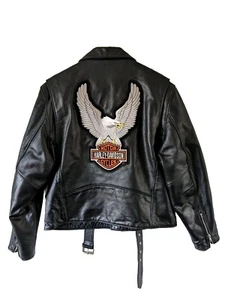 FMC Leather Jacket 48 Mens Motorcycle Biker Belt Black HARLEY-DAVIDSON Eagle - Picture 1 of 15