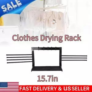 Laundry Clothes Drying Rack Swivel Towel Rack-w/ Hooks & Swing Arms Wall Mounted - Picture 1 of 12