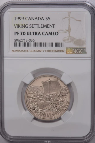 Canada 1999 5 Dollar NGC Proof 70 Ultra Cameo Viking Settlement NG1662 combine s Cover