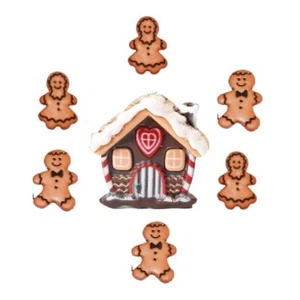 Gingerbread Cottage Button Embellishment Set - Christmas Crafts Scrapbook Quilt - Picture 1 of 2