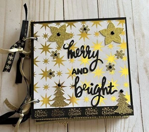 6x6 Christmas Scrapbook Premade Junk Journal Black & Gold - Picture 1 of 10