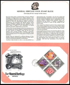 1974 Minerals amethyst tourmaline Sc 1541a FDC PCS info page Art Craft cachet - Picture 1 of 1