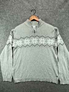 IZOD Sweater Youth XL Gray Snowflake 1/4 Zip Long Sleeve Sweatshirt - Picture 1 of 11