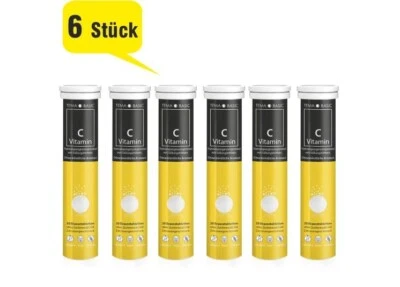 TEMA Vitamin C Brausetablette - 6 Röhrchen - vegan - ohne Zuckerzusatz - Bild 1 von 3