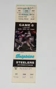 Boleto 1989 NFL fútbol americano Miami Dolphins v Pittsburgh Steelers 26/11/89 usado - Imagen 1 de 4