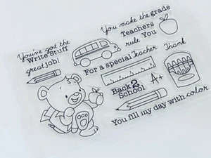 15 school clear stamp set, Thank you teacher sentiments, Card Making stamps - Picture 1 of 5