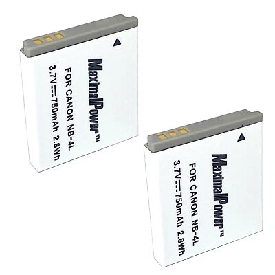 2 baterías de repuesto para Canon NB-4L PowerShot SD450 SD600 SD630 SD750 SD780 IS Foto 1 de 4