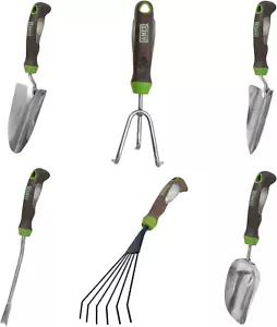 24451009 6-Pc. Ergo Gel Grip Garden Tool Set with Hand Trowel, Weeder, Rake, Tra - Picture 1 of 12