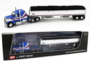 DCP 1:64 *BLUE & WHITE* FORD LTL 9000 Flattop & Wilson Grain Trailer *NIB* - Picture 1 of 8