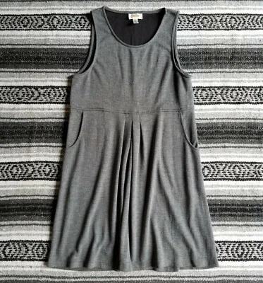 Vestido Talbots Talla S Sobre la Rodilla Sin Mangas Plisado Frontal Línea A Gris Espiga Foto 1 de 4