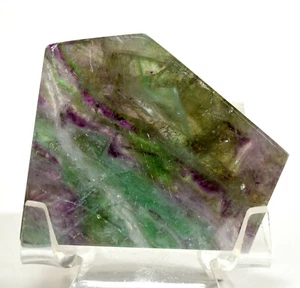 Losa de fluorita multicolor arco iris de 57 mm cristal natural pulido rebanada de piedra China - Imagen 1 de 5