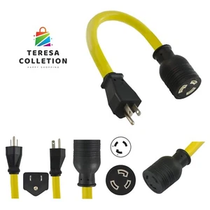 1-Feet Generator Adapter 15-Amp U.S Plug to 30-Amp Locking Female Connector L... - Imagen 1 de 6