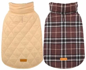 Wasserdichte winddichte wendbare karierte Hundeweste im britischen Stil - braun - Medium - Bild 1 von 8