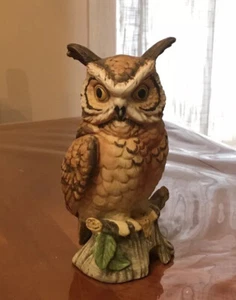Vintage Lefton Horned Owl Porcelain Figurine 7”x3.5” -#2727 - Picture 1 of 5