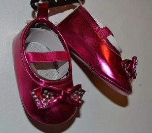 Mary Janes Pink with Accent Bow Micro Studs Princess Baby Shoes Sandals Booties - Picture 1 of 3