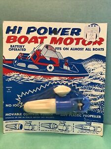1960's Toy Batt Op Outboard Boat Motor Amloid MOC Suction Cup Mount Vintage