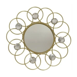 Flower Decorative Wall Mirror Gold Frame Iron - 10"×10" - Picture 1 of 1