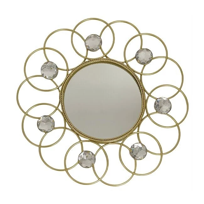 Flower Decorative Wall Mirror Gold Frame Iron  - 10"×10" - Image 1 of 1