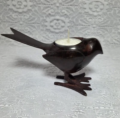 "Soporte de luz de té de metal para pájaros - 3,75"" de alto - Hecho en la India" Foto 1 de 4