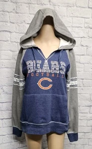 NUOVA FELPA CON CAPPUCCIO NFL DONNA CHICAGO BEARS BLU GRIGIO INVECCHIATO PILE - Foto 1 di 18