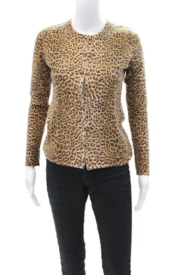 Cárdigan suéter marrón J. Mclaughlin para mujer con botones delanteros estampado de leopardo talla XS Foto 1 de 4