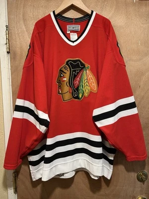 NHL VINTAGE 90s  CHICAGO BLACKHAWKS CCM AIR KNIT JERSEY IN SIZE 54 - Image 1 of 4