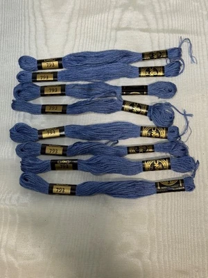 Vintage DMC Embroidery Floss Lot of 8 Blue #793 - Image 1 of 2