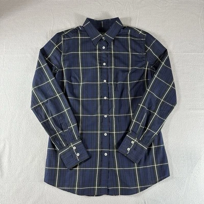 Fred Perry Women’s Navy Plaid Button-Up Shirt Large Made in Italy  - Image 1 of 4
