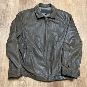 Vintage Sonoma Leather Jacket Mens L Brown Lined Bomber Flight Aviator - Picture 1 of 7