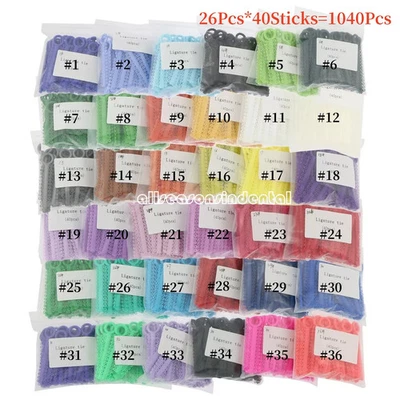 1040Pcs Dental Orthodontic Elastic Ligature Ties Braces Rubber Bands 37 Colors - Image 1 of 4