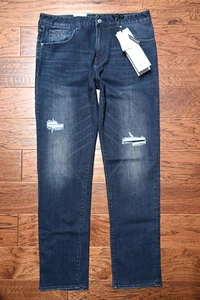 Armani Exchange $170 A|X J13 Men's Slim Fit Dark Blue Stretch Cotton Jeans 33R - Picture 1 of 17