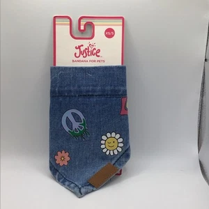 Justice Denim Bandana For Pets Size Xtra Small - Small Dogs Cats Blue Jean New - Picture 1 of 2