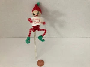 Vintage gesponnene Baumwolle und Chenille Weihnachten Elfe Ornament Auswahl zum Binden - Bild 1 von 3