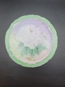 Vintage Hand Painted White Rose Trivet Hot Plate Signed & Dated 1977 - Picture 1 of 3