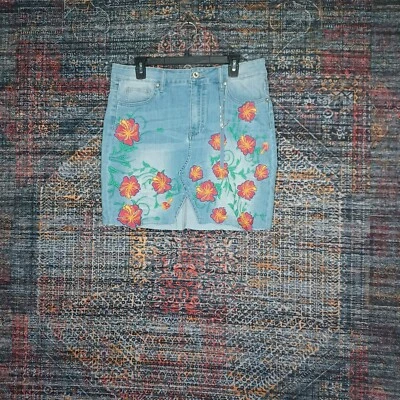 Hidráulica Mujer Medio Lavado Colorido Soho V Hi Floral Denim Falda 8 Nueva Con Etiquetas Foto 1 de 4