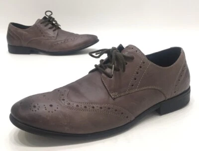Zapatos de vestir Oxford con punta de ala de cuero grisáceo/marrón Aldo para hombre talla 41 Foto 1 de 4