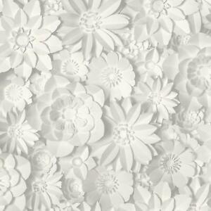 Fine Decor Dimensions Floral Papier Peint Exotique Fleurs 3D Effet Blanc FD42554