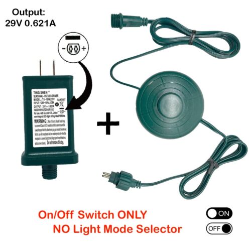 Adapter TS-18WL29V DC 29V 0.621A + Power Cord Foot Switch 1/2in Plug Xmas Lights