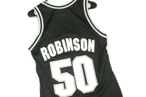 Vintage 90s Champion David Robinson San Antonio Spurs Jersey Black 36 Cover