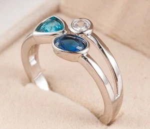 GENUINE SILVER 925 BLUE CLASSIC ATTRACT ELEGANCE ELEGANT RING SIZE 58 SALE !! - Picture 1 of 1