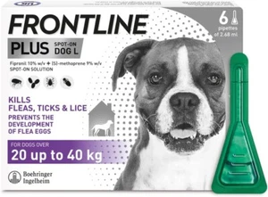 Frontline Plus Flea & Ticks Treatment For Larger Dog 20 - 40kg With 6 Pipettes - Picture 1 of 4