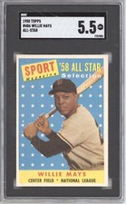 WILLIE MAYS SGC 5.5 1958 TOPPS BASEBALL #486 ALL-STAR GIANTS HOF 7881