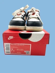 Nike Dunk Low PRM Toddler Shoes 7C White/Black/Orange With Box - Picture 1 of 11