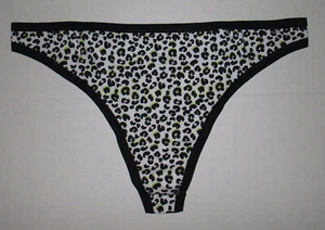 NO BOUNDARIES BLACK WHITE LEOPARD PRINT THONG PANTIES L LARGE JUNIORS - Picture 1 of 2