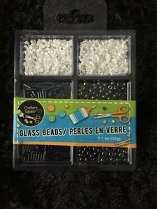 Crafters Square Mixed glass Beads Small Bugle, Pony, Seed white, Blues,Black,mix - Picture 1 of 2