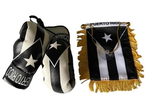 Puerto Rico Rican Mini Banner Flag Retrovisor del coche Guante de boxeo Boriquen - Picture 1 of 3