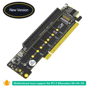 Dual NVMe PCIe Adapter, PCIe 4.0 X16 to NVMe and 1x More PCIe x16 (x8 Signal) - Picture 1 of 9