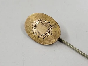 Vintage Ladies Hat Pin. Gold-Tone Etched Oval Stick Pin. Unbranded - Picture 1 of 7